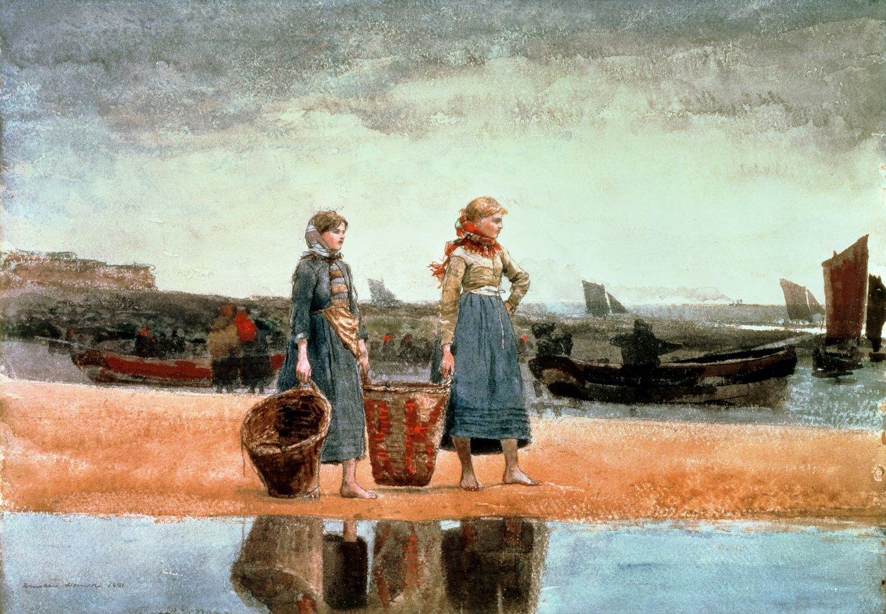 टू गर्ल्स ऑन द बीच, टाइनमाउथ, 1891 द्वारा विंसलो होमर