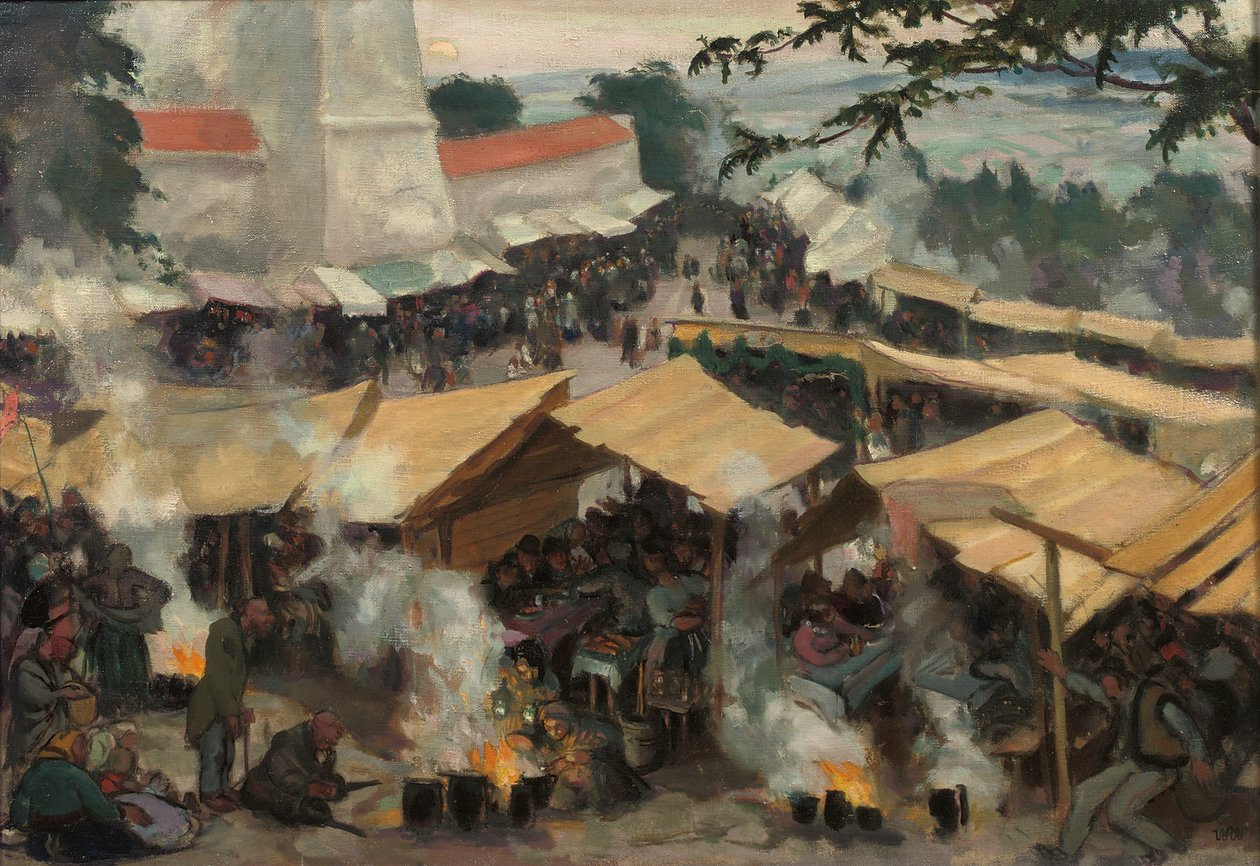 कावरिया ज़ैर्बज़ोव्स्का, पोलैंड में मेला, c.1913 (कैनवास पर तेल) द्वारा वोज्शिएक स्टानिस्लाव वेस