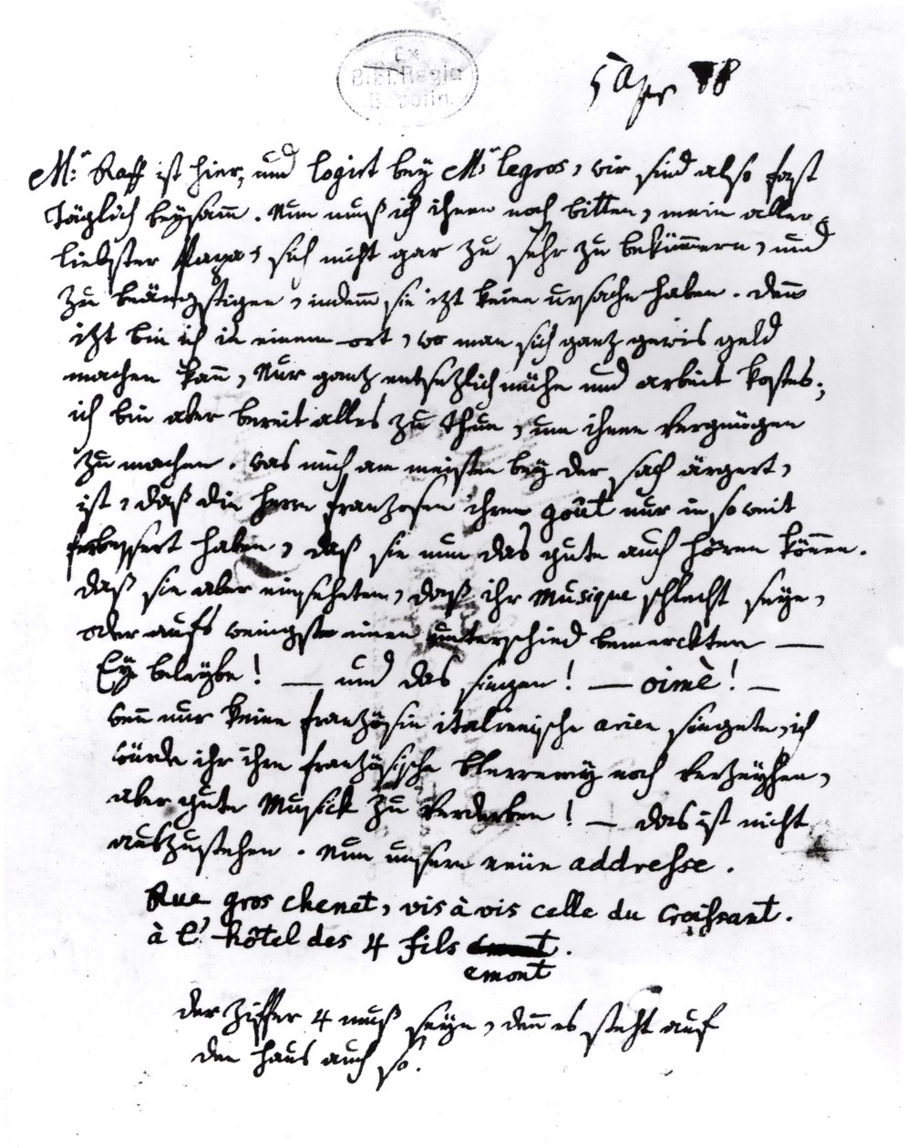 मोजार्ट से अपने पिता को पत्र, 5 अप्रैल 1778 (कागज पर कलम और स्याही) द्वारा वोल्फगैंग एमॅड्यूस मोजार्ट
