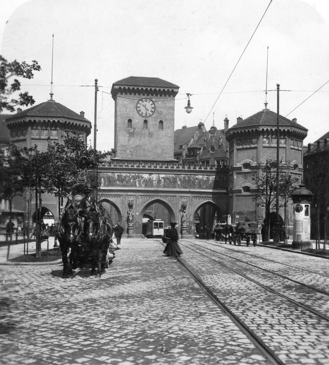 Isartor Isar Gate, म्यूनिख, जर्मनी, c1900s। द्वारा वुर्थल एंड संस