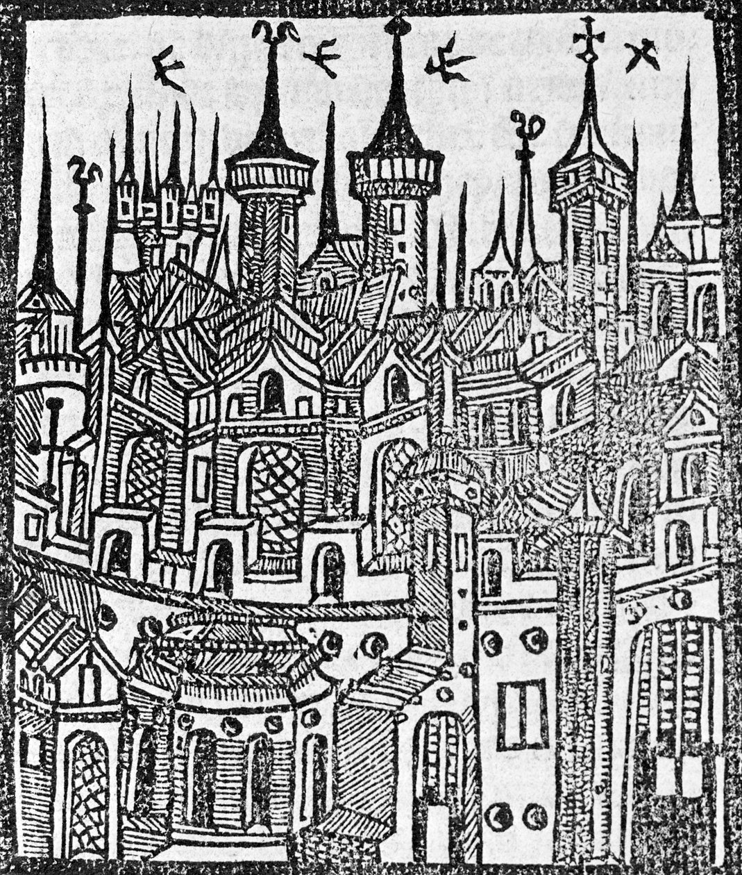 द क्रॉनिकल ऑफ़ एंग्लोंडे से वुडकट, 1497 द्वारा Wynkyn de Worde