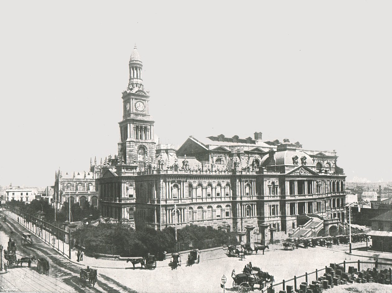 द न्यू टाउन हॉल, सिडनी, ऑस्ट्रेलिया, 1895। द्वारा यॉर्क और बेटा