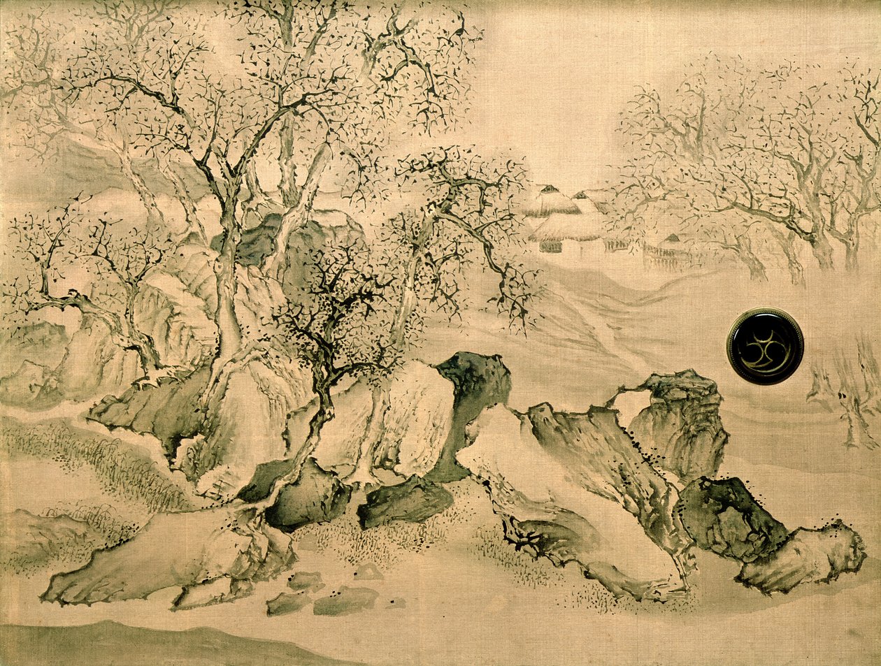 लैंडस्केप, 1771 (कलर वुडब्लॉक प्रिंट) द्वारा Yosa Buson