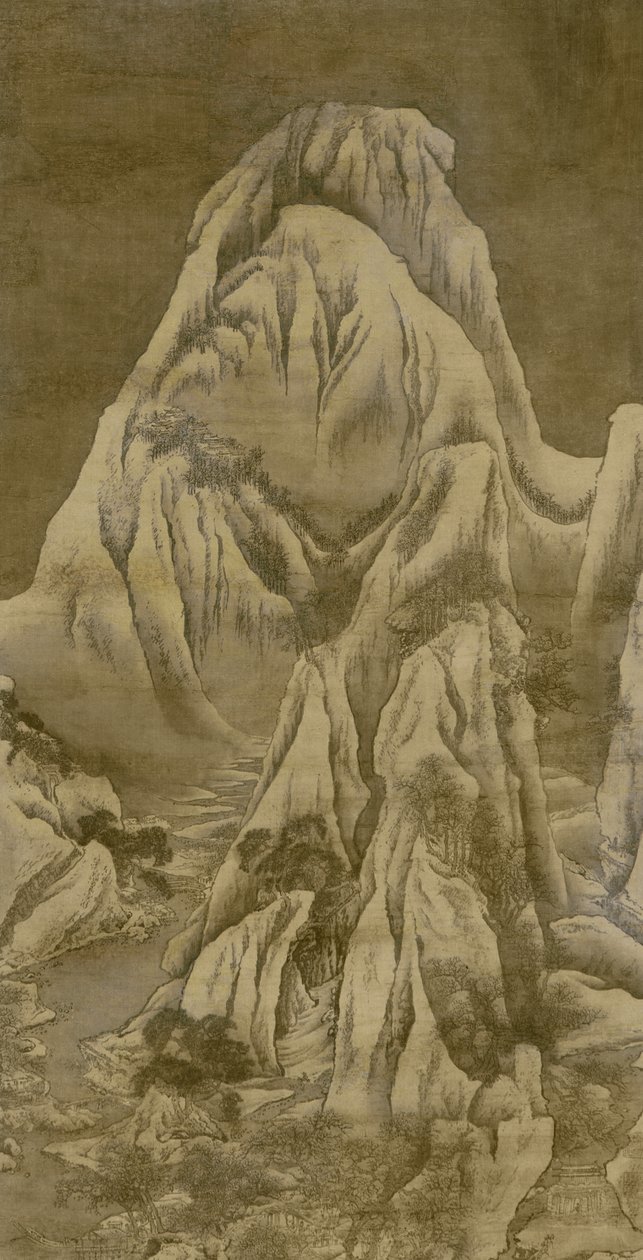 शीतकालीन परिदृश्य, किंग राजवंश (रेशम पर स्याही और रंग) द्वारा युआन जियांग