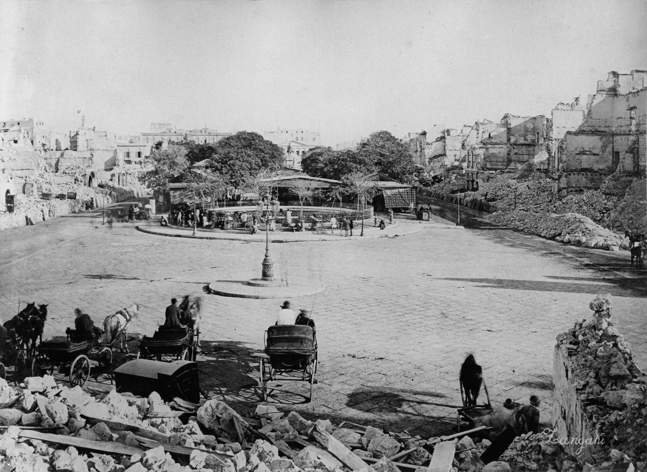 1882 में अलेक्जेंड्रिया के बमबारी के बाद मंशय्या स्क्वायर द्वारा झंगकी ब्रदर्स