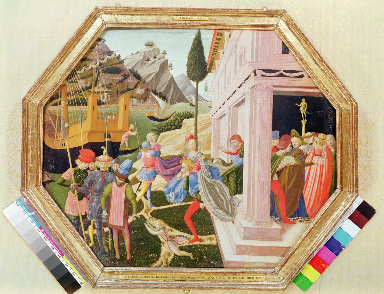 हेलेन का अपहरण, c.1450-5 (लकड़ी पर अंडे का तापमान) द्वारा बेनेडेट्टो स्ट्रोज़ी द्वारा ज़ानोबी