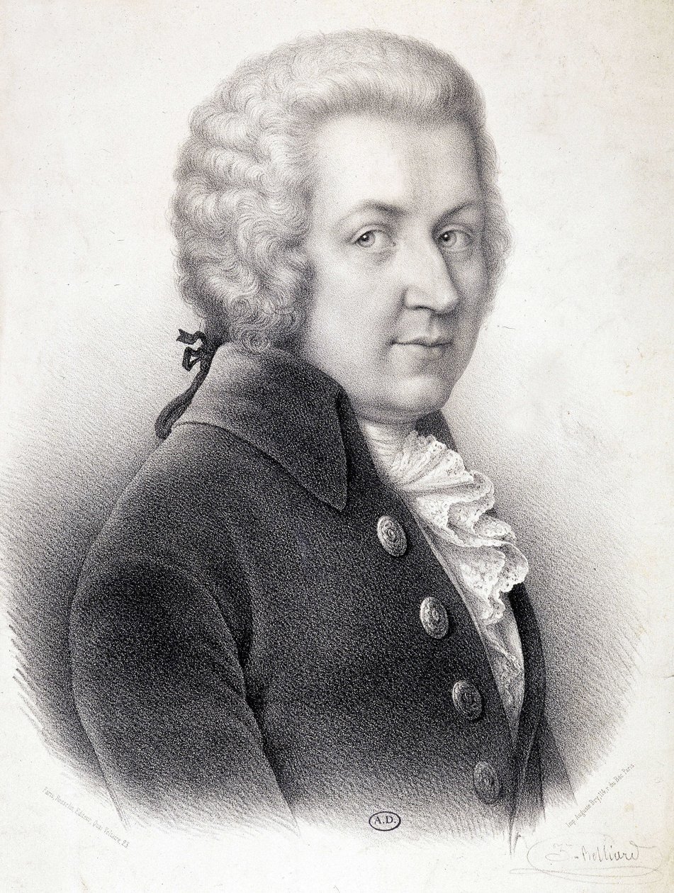 वोल्फगैंग एमेडियस मोजार्ट (1756-1791) के बस्ट में पोर्ट्रेट - बेलियार्ड द्वारा, उत्कीर्णन द्वारा जेफिरिन फेलिक्स जीन मारियस बेलियार्ड