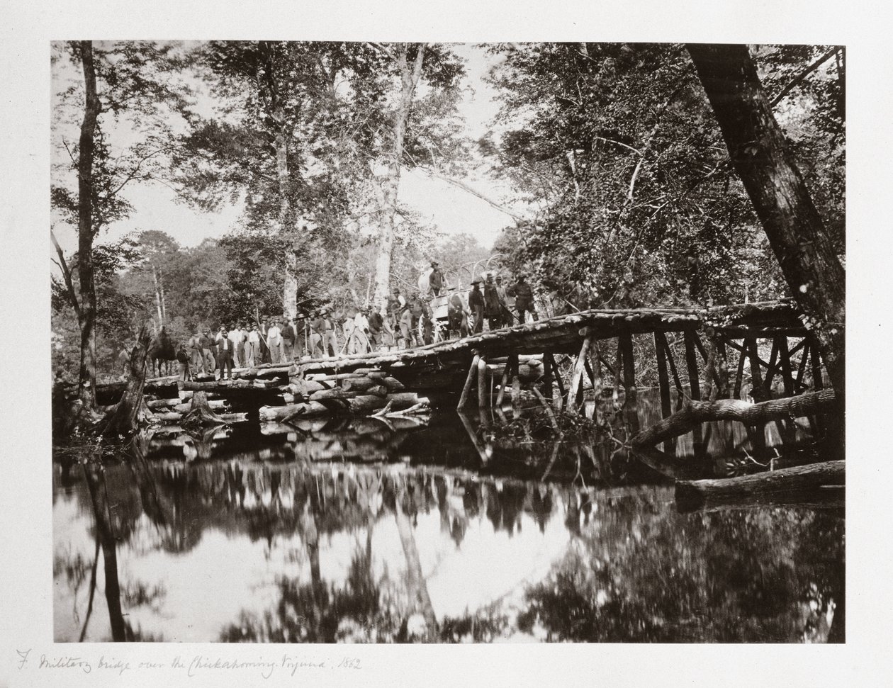 चिकाहोमिनी, वर्जीनिया, संयुक्त राज्य अमेरिका पर एक सैन्य पुल, c 1862 द्वारा फर्डिनेंड जॉर्ज वाल्डमुलर