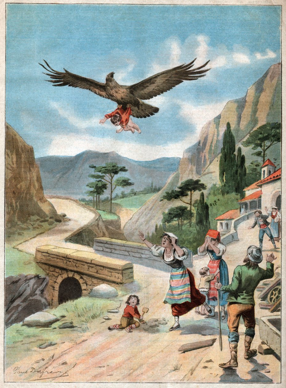 ईगल एक बच्चे का अपहरण करता है। एक चील द्वारा बच्चा रैप। द्वारा रिचर्ड (बाद में) डड्डो