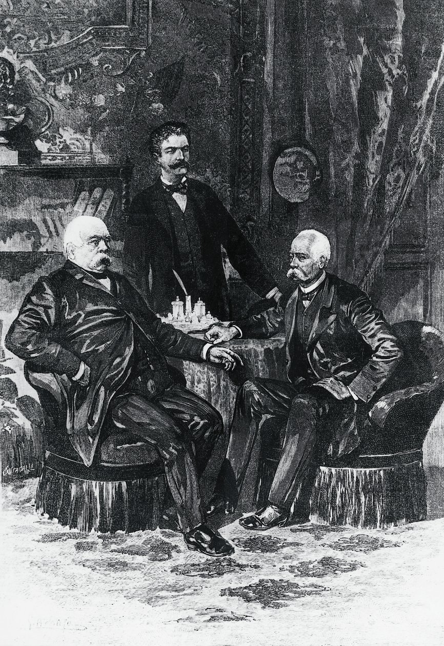फ्रेडरिकश्रुहे, अक्टूबर 1887, जर्मनी में ओटो वॉन बिस्मार्क (1815-1898) और फ्रांसेस्को क्रिस्पी (1819-1901) के बीच सम्मेलन द्वारा सेवेरिनी सेवेरिनी