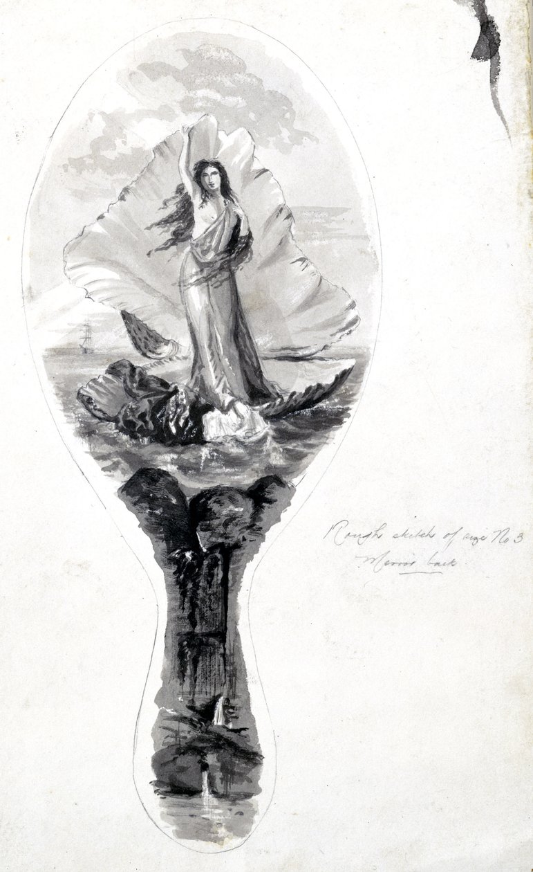वीनस को उसके खोल में दर्शाने वाले दर्पण के लिए डिज़ाइन, सी 1870-1875 द्वारा फ्रेडरिक (एटीआर) बरनार्ड