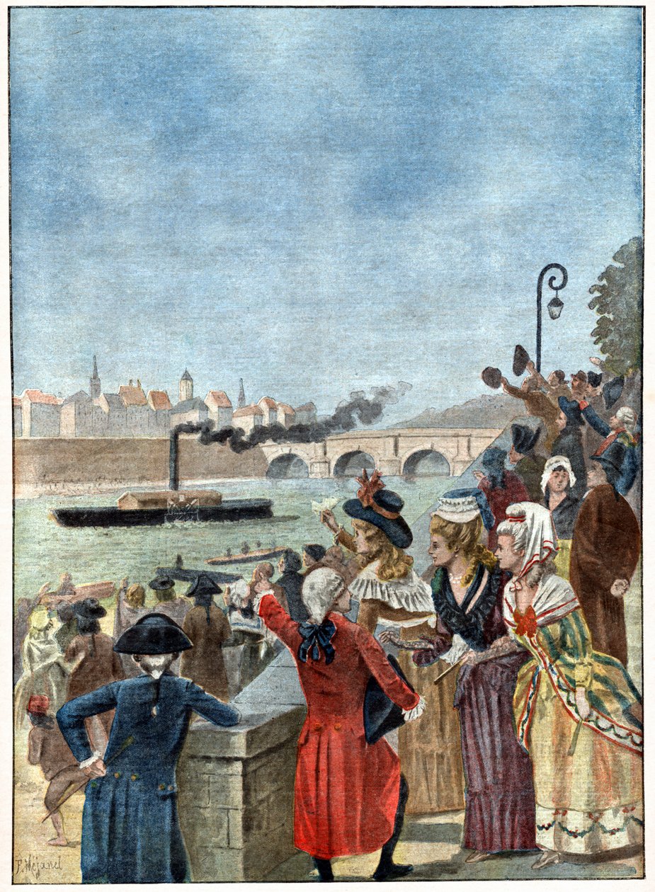 सोन पर पैडल स्टीमर जौफ़रॉय डी'अबन्स (1783) का अनुभव द्वारा . .