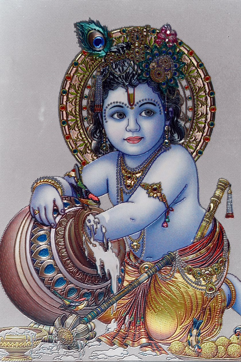 शिशु भगवान कृष्ण। हिंदुओं के देवता। द्वारा . .