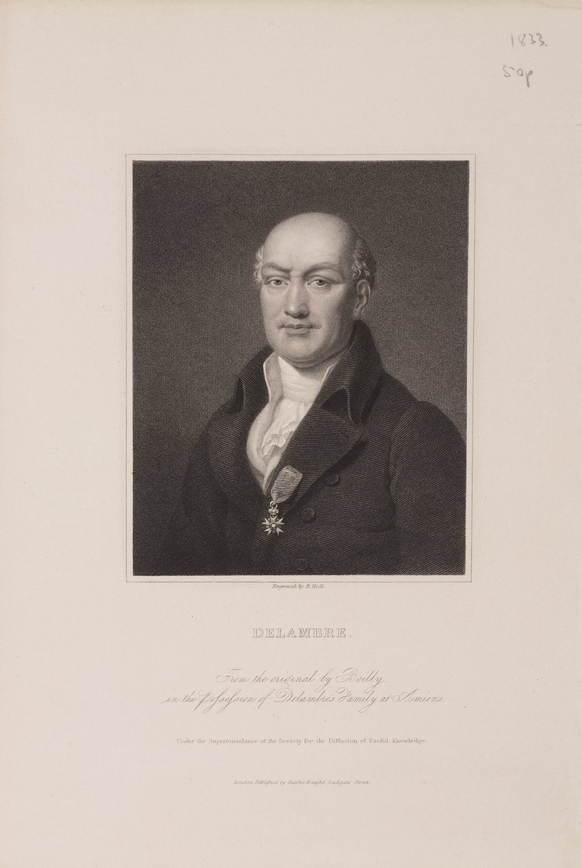 जीन बैप्टिस्ट जोसेफ डेलम्ब्रे, फ्रांसीसी खगोलशास्त्री, c 1810s द्वारा फ्रेडरिक (एटीआर) बरनार्ड