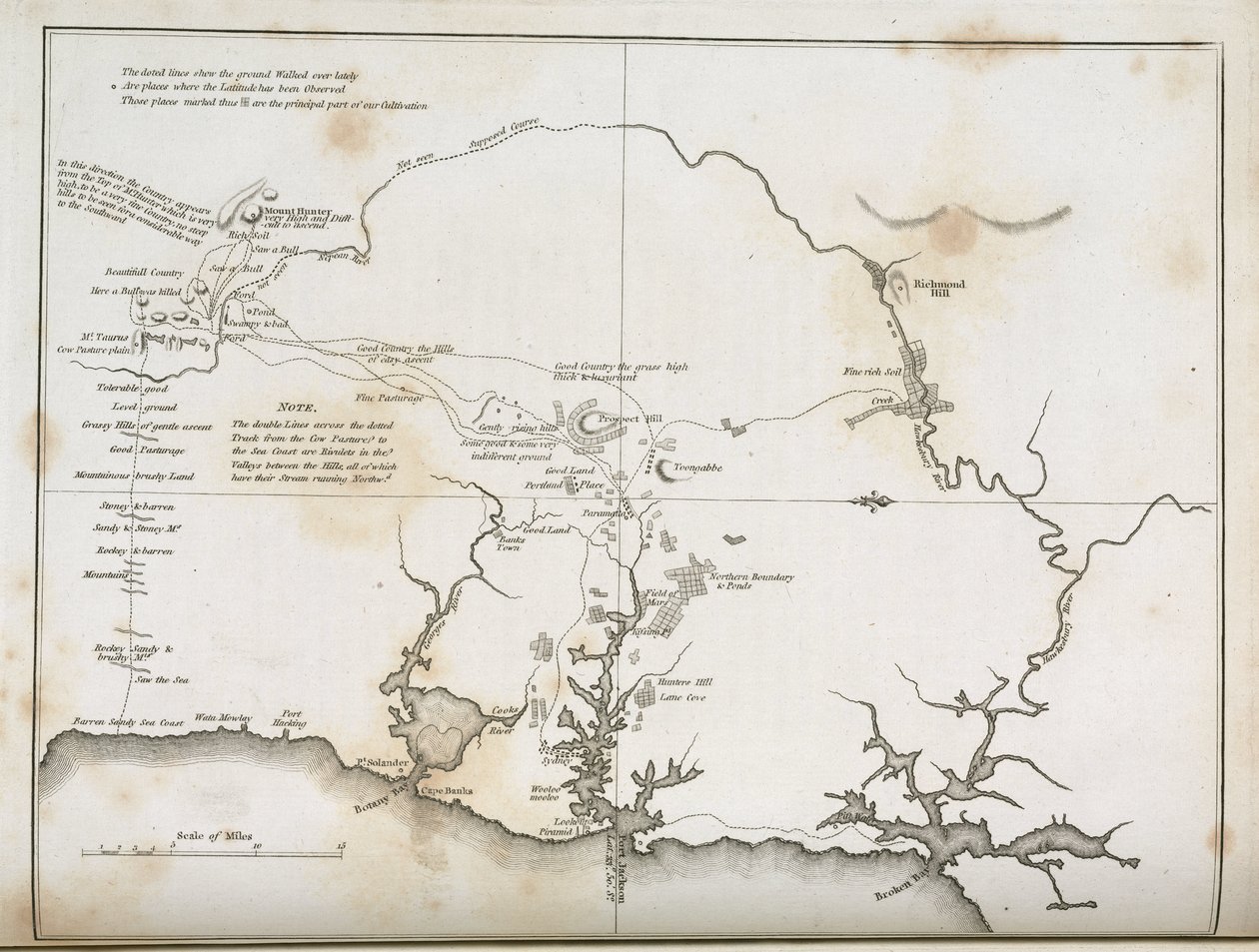 सिडनी और आसपास के क्षेत्रों का नक्शा, ऑस्ट्रेलिया, c 1798 द्वारा फ्रेडरिक (एटीआर) बरनार्ड