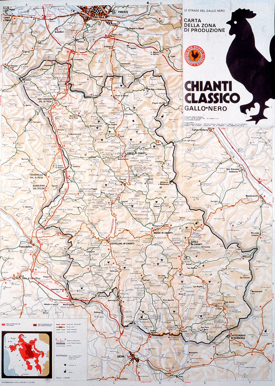 Chianti Classico क्षेत्र का नक्शा। द्वारा स्कूल कैनेडियन