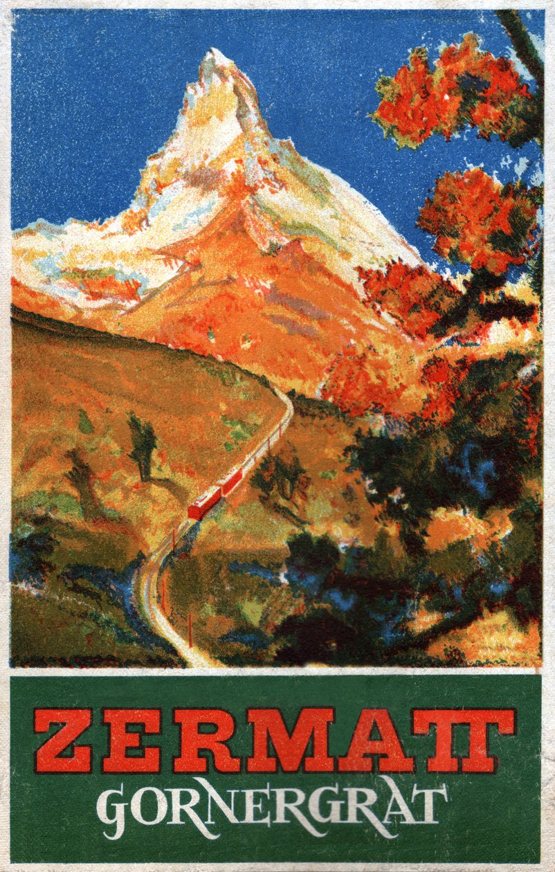 मैटरहॉर्न पर्वत। c.1930 (उत्कीर्णन) द्वारा . .