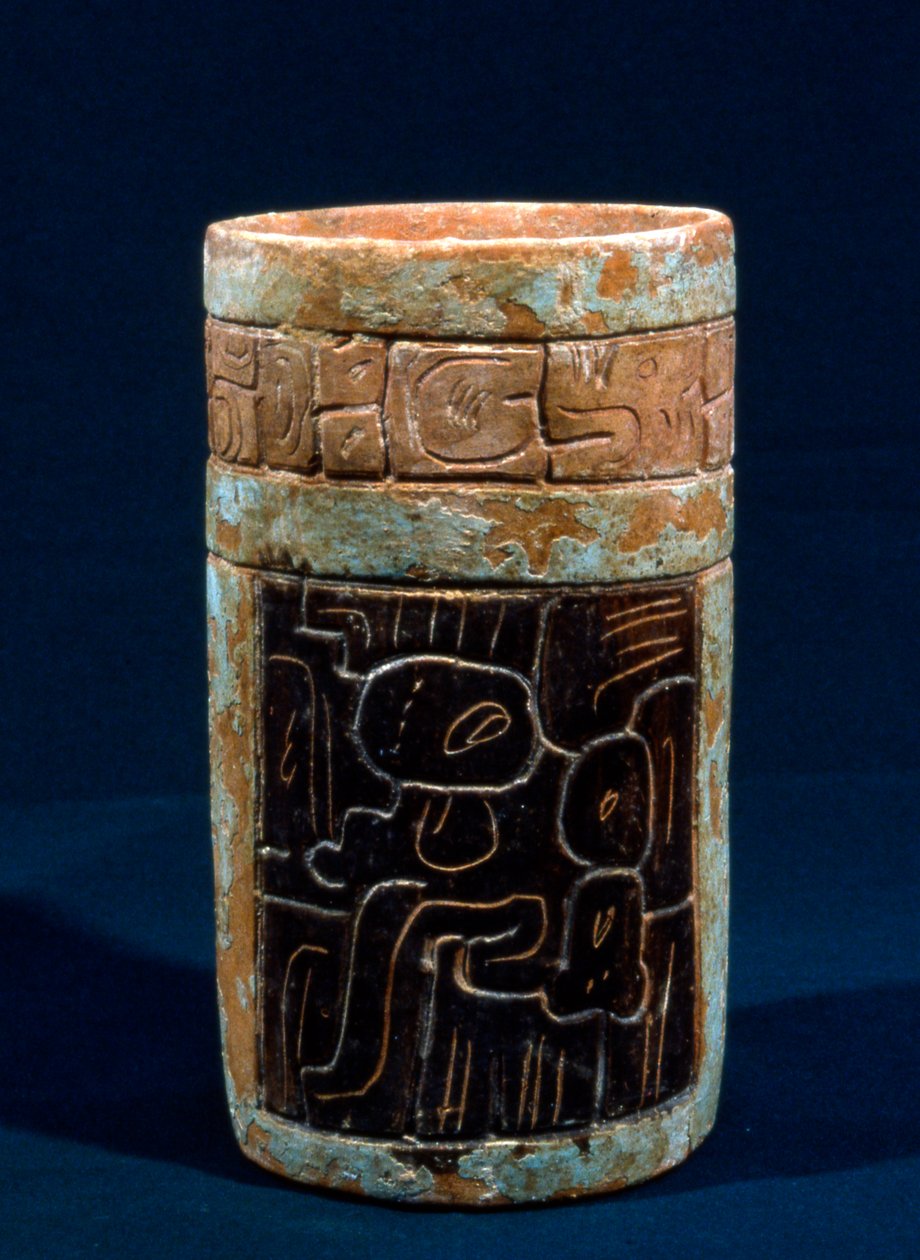 टिकल, पेटेन, ग्वाटेमाला, क्लासिक अवधि, c.300-900 AD (सिरेमिक) से माया फ्यूनरी वेसल द्वारा जॉन एर्लेंडसन