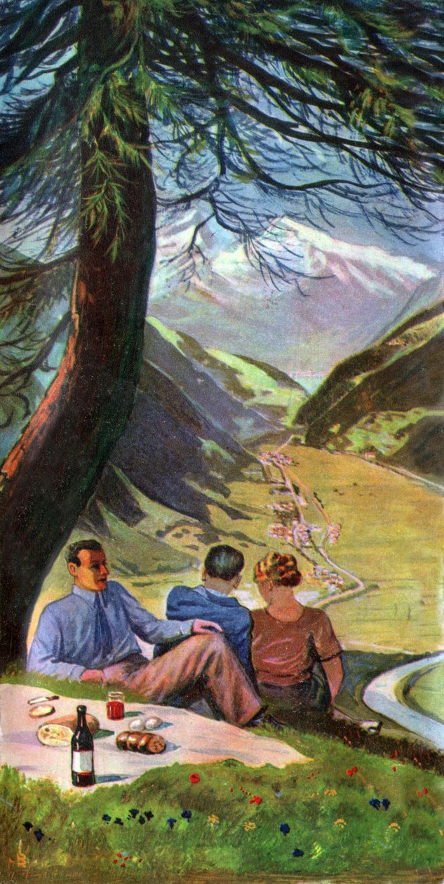 स्विट्जरलैंड में पिकनिक, लगभग 1930-1940 द्वारा . .