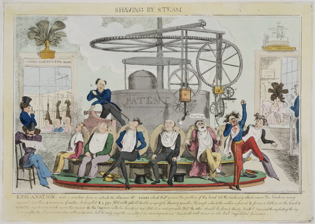 स्टीम द्वारा शेविंग', c 1810 द्वारा फ्रेडरिक (एटीआर) बरनार्ड