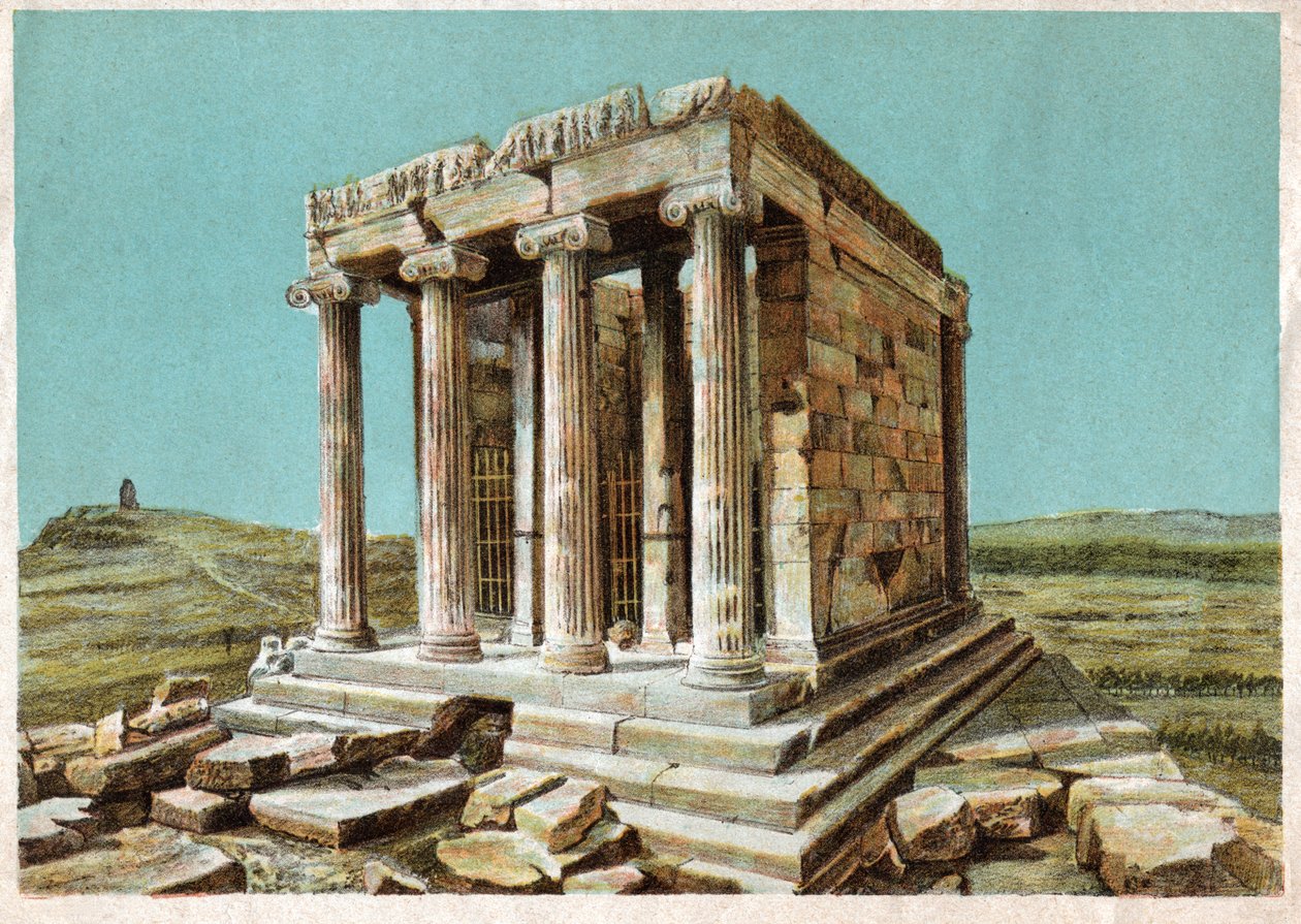 एथेना नाइके का मंदिर। लगभग 1910 (उत्कीर्णन) द्वारा . .