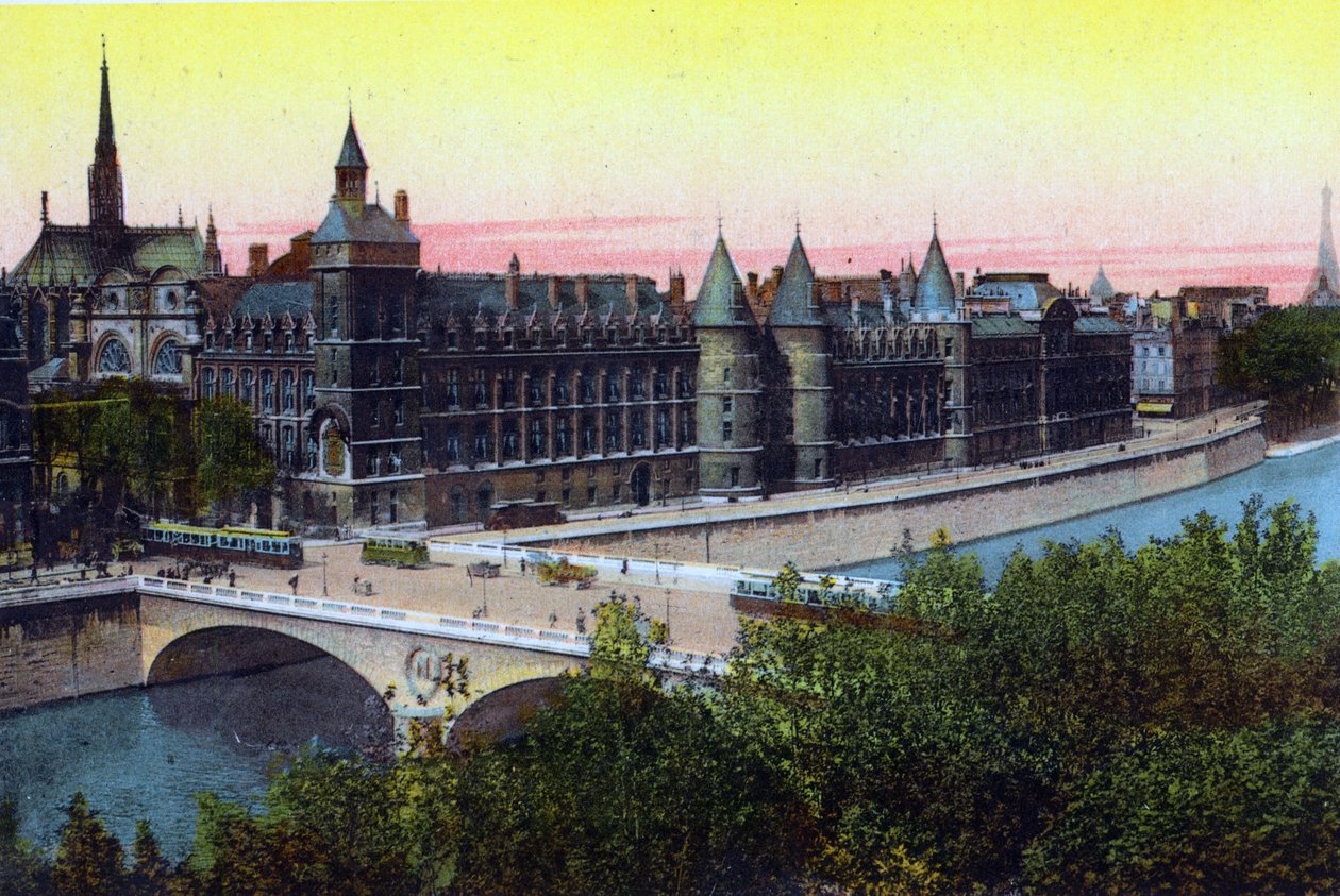 Conciergerie, 'स्मारिका डे पेरिस - स्मारक दृश्य रंगों में' (रंग लिथो) से द्वारा जॉन एर्लेंडसन