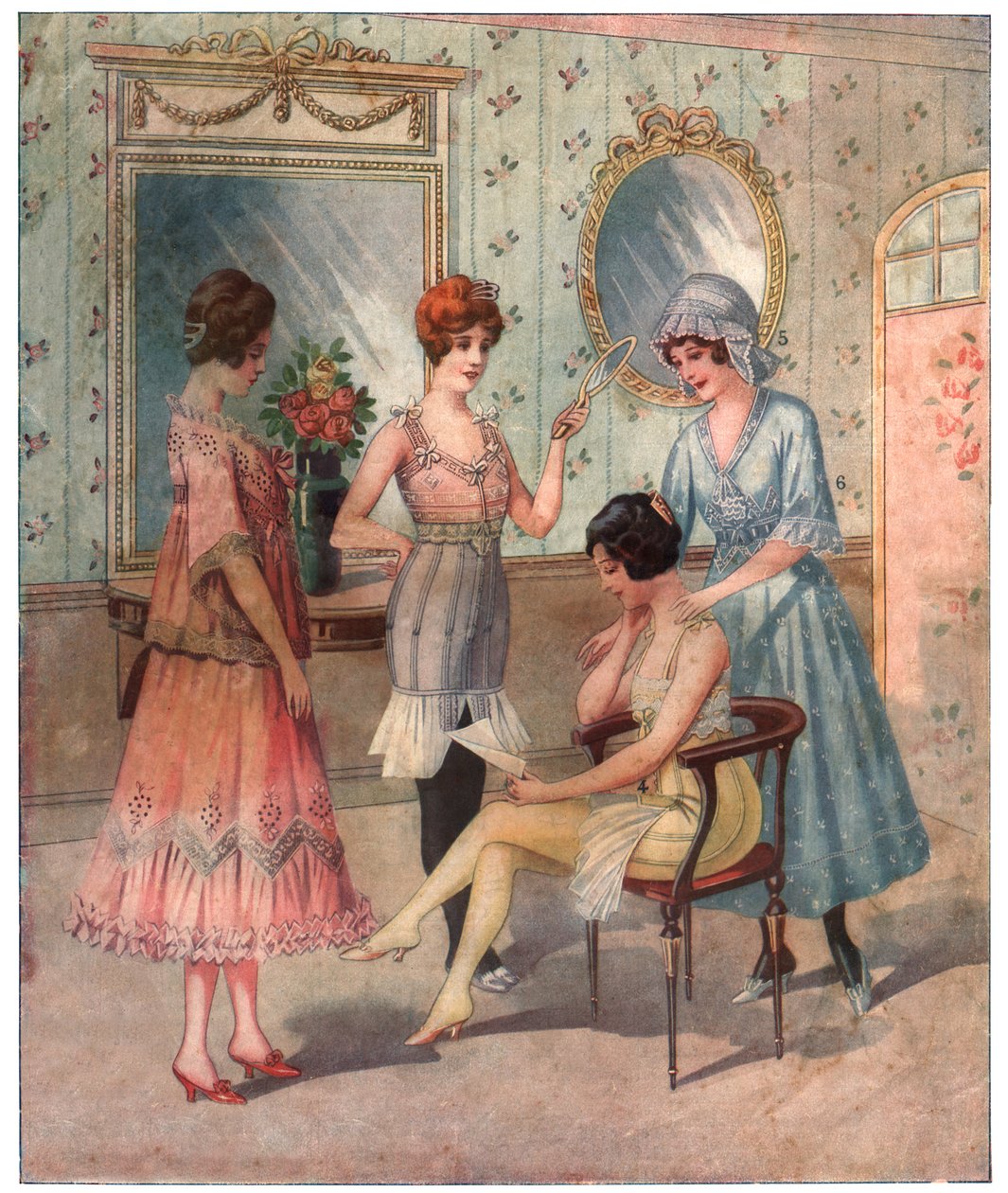 अंडरवियर में महिलाएं, c.1910-1920 द्वारा . .