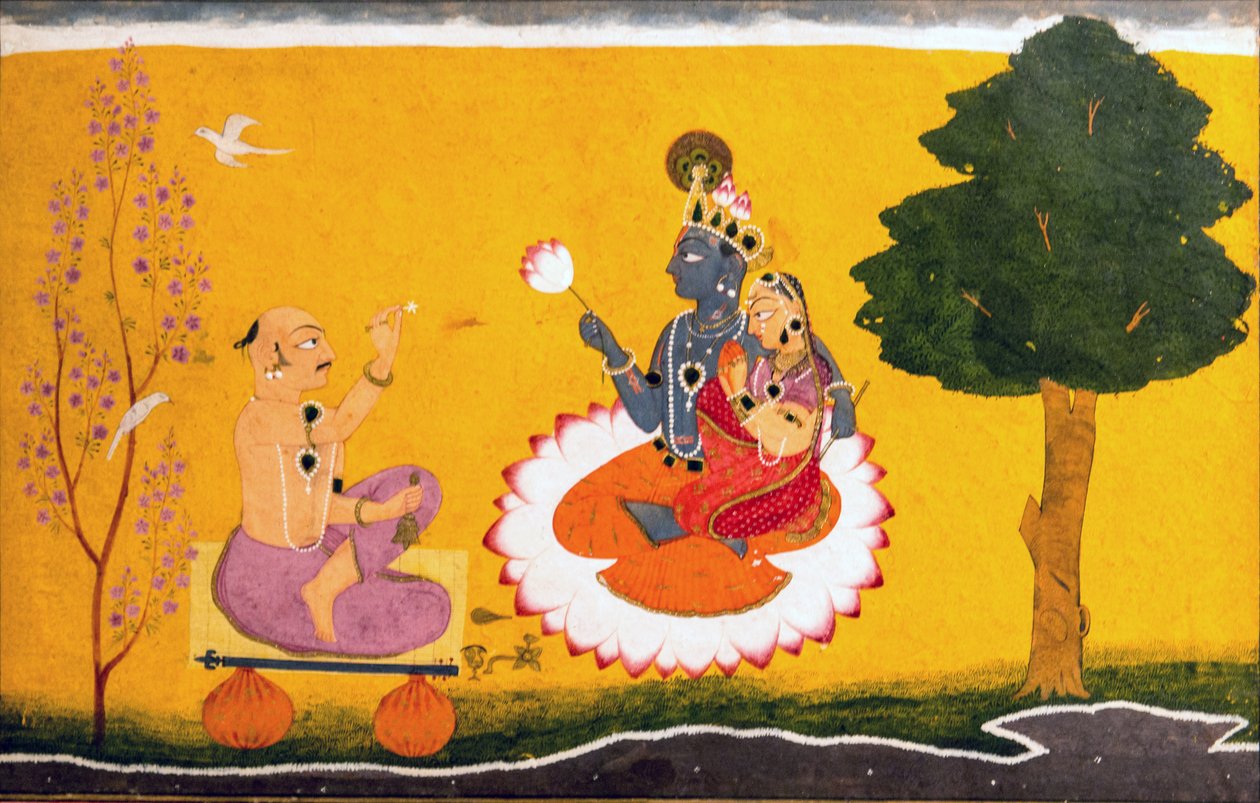 राधा और कृष्ण की पूजा करते जयदेव द्वारा माणक