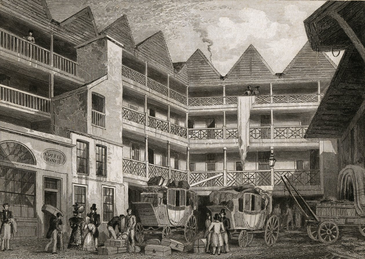 द ओल्ड बुल एंड माउथ इन, सेंट मार्टिंस-ले-ग्रैंड, 1831 द्वारा शेफर्ड के बाद थॉमस होस्मर
