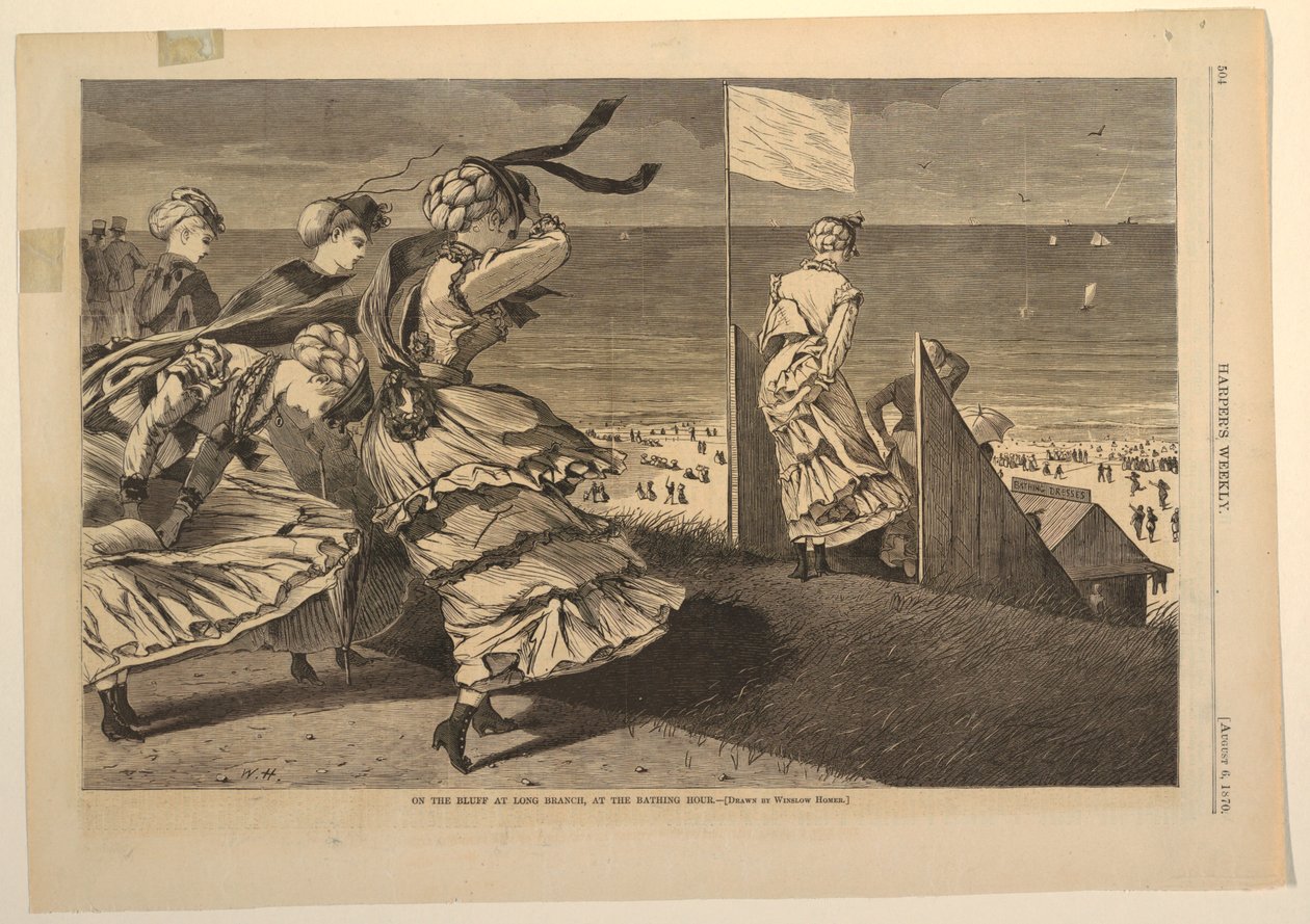 quot;ऑन द ब्लफ़ एट लॉन्ग ब्रांच, एट द बाथिंग ऑवरquot; द्वारा विंसलो होमर