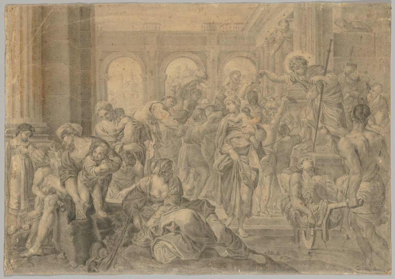 एनीबेल कार्रेसी की सेंट रोच गिविंग अलम्स की प्रति द्वारा Annibale Carracci . के बाद कॉपी करें