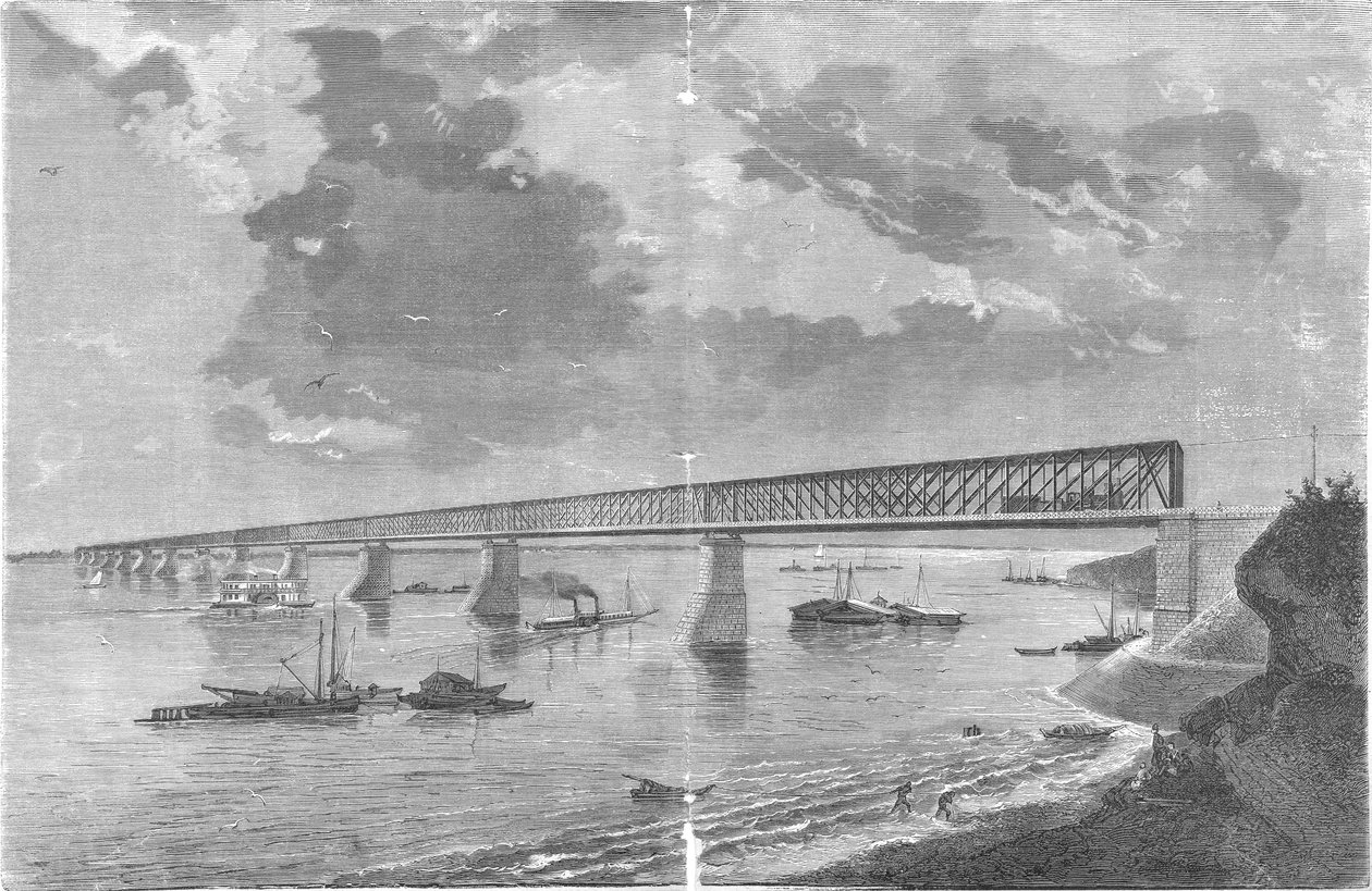 1880 में इसके खुलने के बाद Syzranskiy Bridge (अलेक्जेंड्रोव्स्की ब्रिज) द्वारा एन। करज़िन द्वारा एम। राशेवस्की फोटो द्वारा उत्कीर्णन