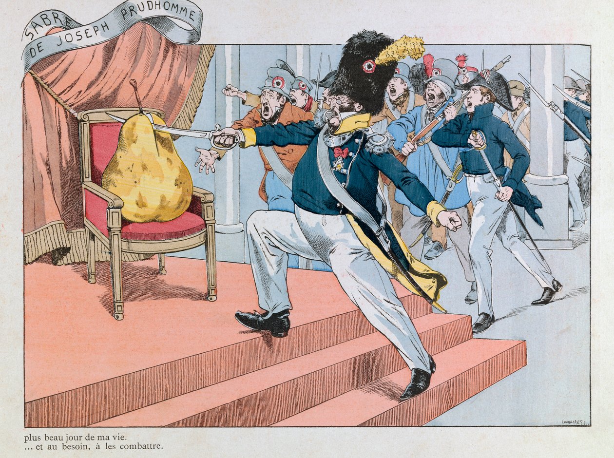 जैक्स मैरी गैस्टन ओनफ्रे डी ब्रेविल ने JOB (1858 - 1931); "लेस एपिस डी फ्रांस" पुस्तक से लिया गया चित्रण: लुई फिलिप चेस डू ट्रोन (जोसेफ प्रुधोम की कृपाण "" यह कृपाण मेरे जीवन का सबसे सुंदर दिन है। यह मेरी रक्षा करने के लिए काम करेगा द्वारा Onfray de Breville जाक जॉब के लिए छद्म नाम