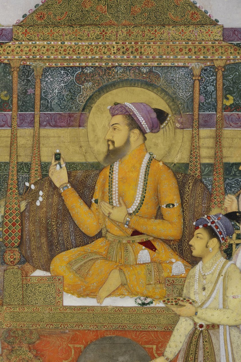 मोर सिंहासन पर सम्राट शाहजहाँ से विस्तार, 1640 (कागज पर अपारदर्शी wc और सोना) द्वारा अका रिज़ा आबिद का बेटा