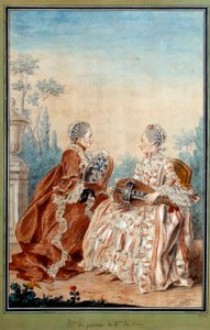 मैडम डी जुलिएन और मैडम डी सेरे लुई कैरोगिस डिट कारमोंटेल (1717-1806) 18 वीं शताब्दी द्वारा वाटरकलर संगीत कर रहे हैं। पेरिस, मुसी कार्नावाले द्वारा कारमोंटेल
