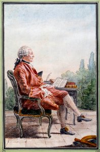चार्ल्स मैरी डे ला कोंडामाइन (1701-1774), खोजकर्ता और एक फ्रांसीसी वैज्ञानिक का पोर्ट्रेट। लुई कारोगिस कारमोंटेल द्वारा जल रंग (1717-1806)। 18 वीं शताब्दी चान्तिली। कोंडे संग्रहालय
