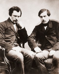 भाई एडमंड डी गोनकोर्ट (1822-1896) और जूल्स डी गोनकोर्ट (1830-1870) साहित्यिक आलोचक और फ्रांसीसी लेखक, गैसपार्ड फेलिक्स टूरनाचोन द्वारा फोटो फेलिक्स नादर (1820-1910) लगभग 1855 द्वारा Nadar