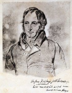 जॉर्ज विल्हेम फ्रेडरिक हेगेल (1770-1831), जर्मन दार्शनिक और आदर्शवादी का पोर्ट्रेट। जी हेंसल द्वारा एक चित्र के बाद उत्कीर्णन।