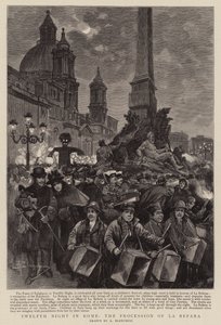 रोम में बारहवीं रात, ला बेफाना का जुलूस (उत्कीर्णन) द्वारा (बाद में) इटालियन स्कूल