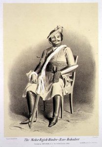 जूल्स ट्रेयर (1824-1901) पब द्वारा उकेरी गई 'वॉयेज इन इंडिया' से महा-राजा-हिंदू-राव-बाबदूर। लंदन में द्वारा ए। (बाद) सोल्टीकोफ