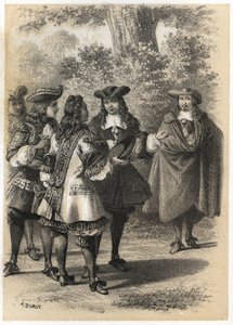 पेरिस में जीन रैसीन (1639-1699) और पियरे कॉर्नेल (1606-1684) के बीच बैठक। फ्रांस के "" साहित्यिक दृष्टांतों में ए। दुरुय द्वारा उत्कीर्णन; जेबी authors द्वारा उनके कार्यों और उनके शिलालेखों में रुचि रखने वाले हमारे मुख्य लेखकों की सोना, उपाख्याना द्वारा उ। दुरई