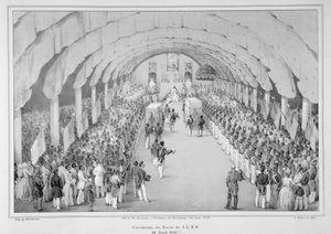 18 अप्रैल, 1852 को हैती के सम्राट के रूप में जनरल फॉस्टिन सौलोक (c.1785-1867) का राज्याभिषेक, &39;एल्बम इम्पीरियल डी&39;हैती&39;, सेवरी द्वारा उत्कीर्ण, न्यूयॉर्क, 1852 में प्रकाशित द्वारा ए हार्टमैन