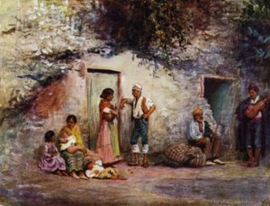ग्रेनेडा, उनकी गुफाओं के दरवाजे पर जिप्सी (रंग लिथो)