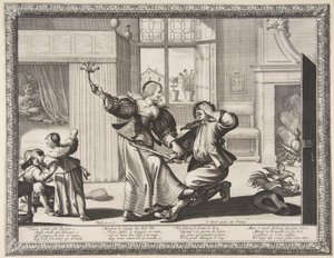 द हसबैंड-बीटर, c.1633 (नक़्क़ाशी और उत्कीर्णन) द्वारा अब्राहम बोस
