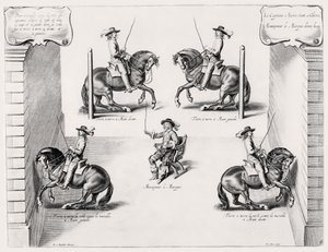राइडिंग मैनुअल से चित्रण, Peeter Clouwet (1629-70), 1658 द्वारा उकेरा गया द्वारा अब्राहम जंज़। डाइनेपिबेक के बाद वैन
