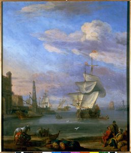 A Dutch port, painting by Abrahm Storck द्वारा अब्राहम सारस