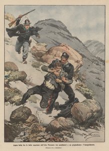 Carabinieri और एक पूर्वग्रह, पीछा के बीच उच्च Piedmont के पहाड़ चट्टानों के बीच Aspra लड़ाई