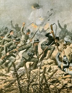 माउंट ऑर्टिगारा पर हमला, अकिल बेल्ट्राम द्वारा (1871-1945), ला डोमेनिका डेल कोरिएरे का चित्रण द्वारा अचिल बेल्ट्रैम