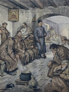बेलट्राम, अकिलीज़ (1871-1945)। अपने साथी ट्यूबरकुलर की आजादी के लिए भूख हड़ताल पर रूसी कैदी। ए. बेल्ट्राम, कोरिएर के ला डोमेनिका द्वारा चित्रण, जून १९ द्वारा अचिल बेल्ट्रैम