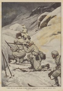 हिम सैनिक, एक गश्ती दल दुश्मन खोजकर्ताओं के एक समूह के साथ मुकाबला करता है